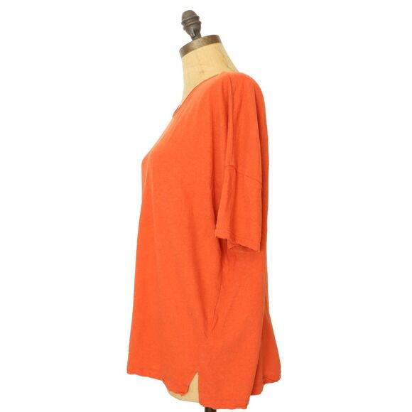 MADEWELL Raw-Edged Hangout Tee M Red Linen T-Shirt Crewneck Short Sleeve EUC B10 - Picture 4 of 6